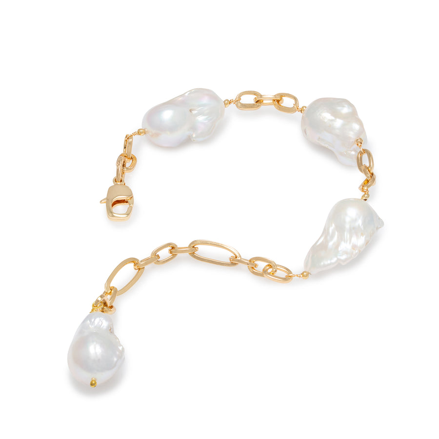 Baroque Pearl with Paperclip Chain Bracelet