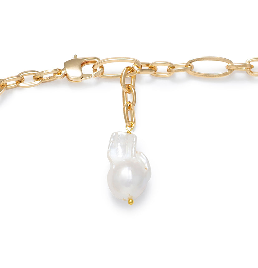Baroque Pearl with Paperclip Chain Necklace
