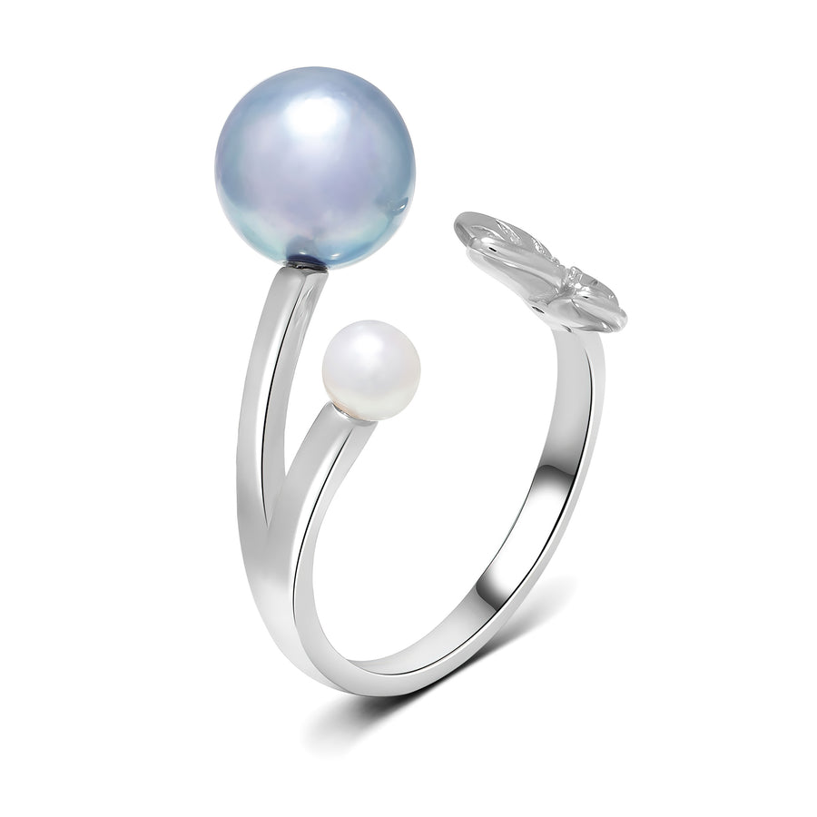 Butterfly Akoya Pearl Ring (Adjustable)