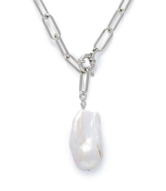 Monolith Pearl Necklace (Silver/ Gold)
