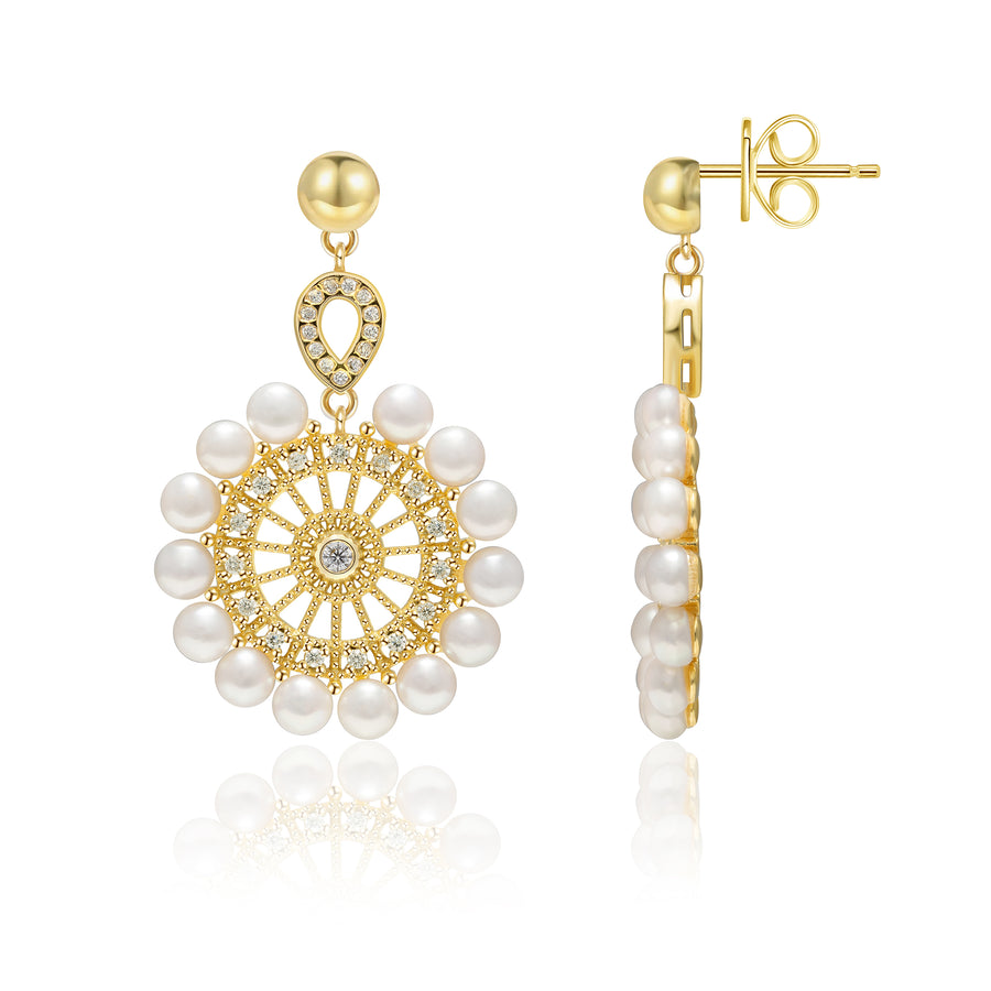 Pearls on Lucky Wheel Earrings