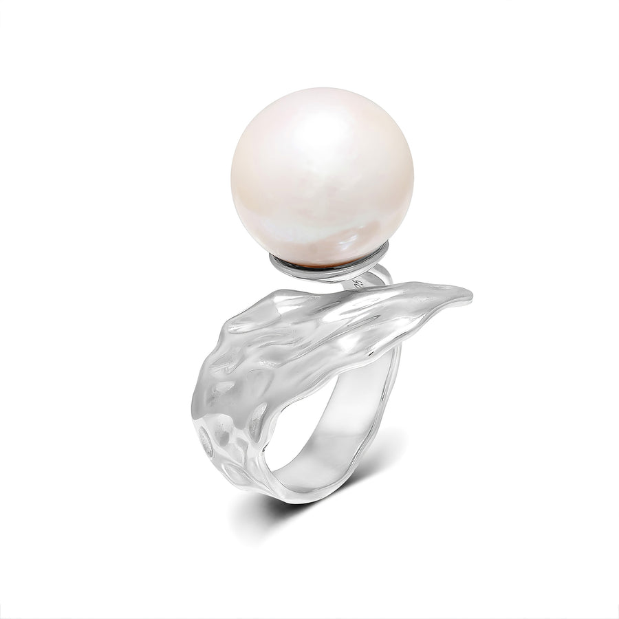 Plumy Pearl Ring - Silver/ Gold (Adjustable)